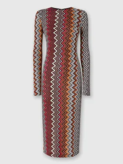 Viscose and wool zigzag midi dress