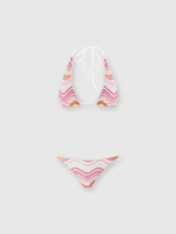 Viscose blend chevron bikini with lurex