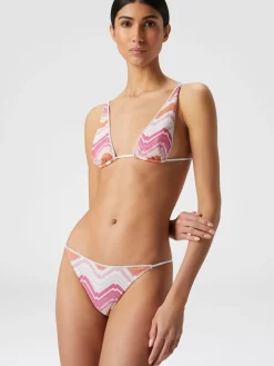 Viscose blend chevron bikini with lurex