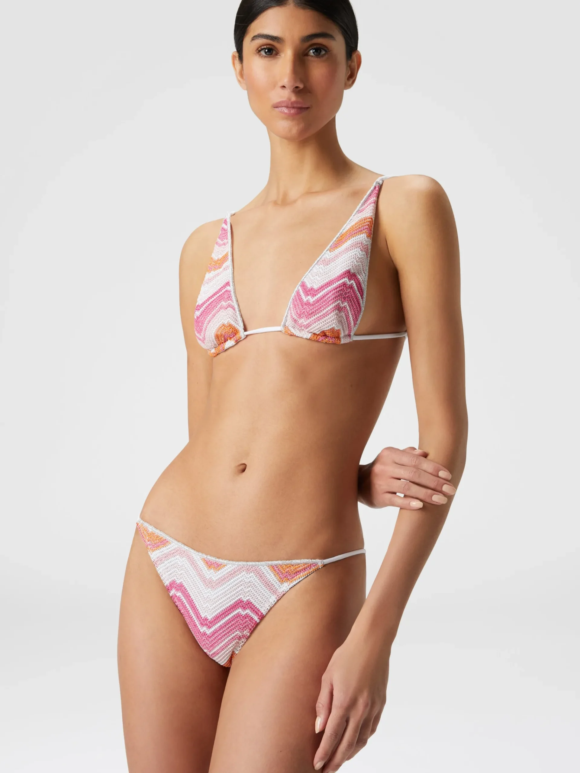 Viscose blend chevron bikini with lurex