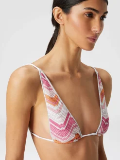 Viscose blend chevron bikini with lurex