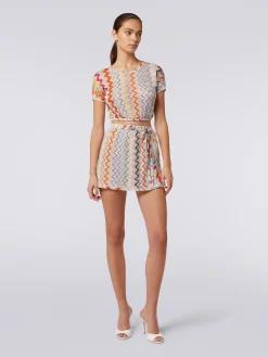 Viscose blend chevron crop top with lurex
