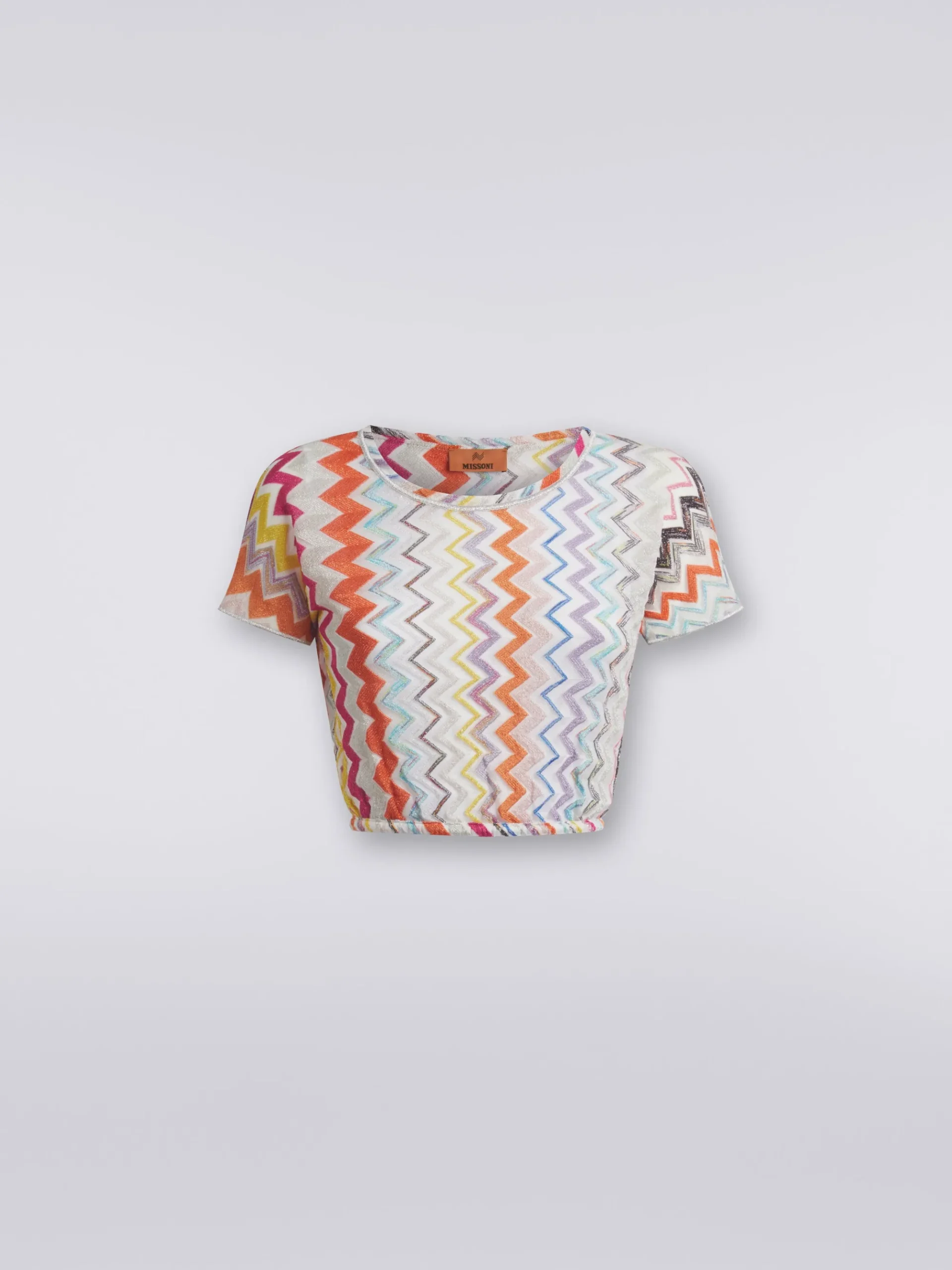 Viscose blend chevron crop top with lurex