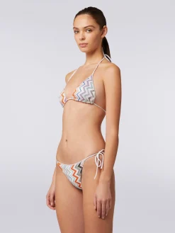 Viscose blend chevron lamé bikini