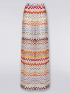 Viscose blend lamé chevron palazzo trousers