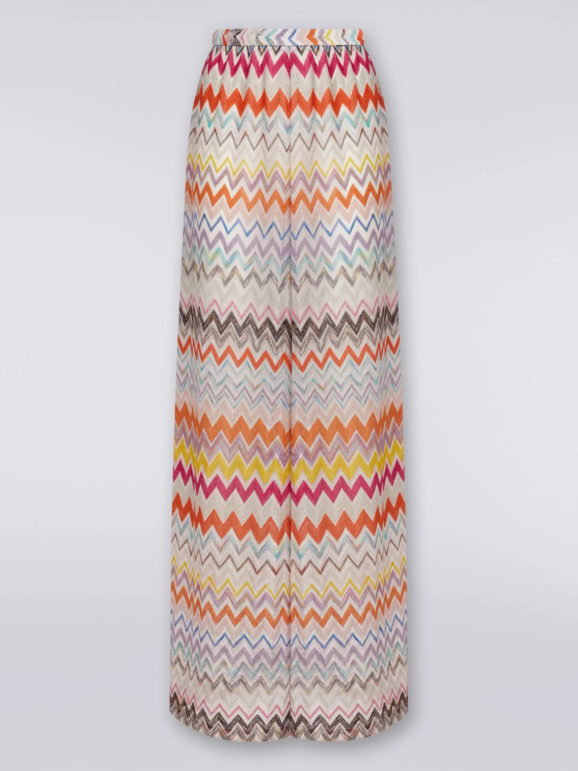 Viscose blend lamé chevron palazzo trousers