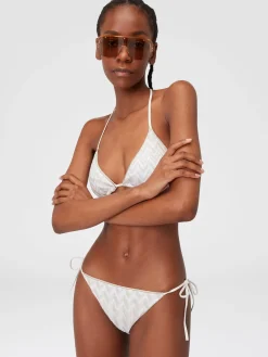 Viscose blend zigzag tone-on-tone bikini with lurex