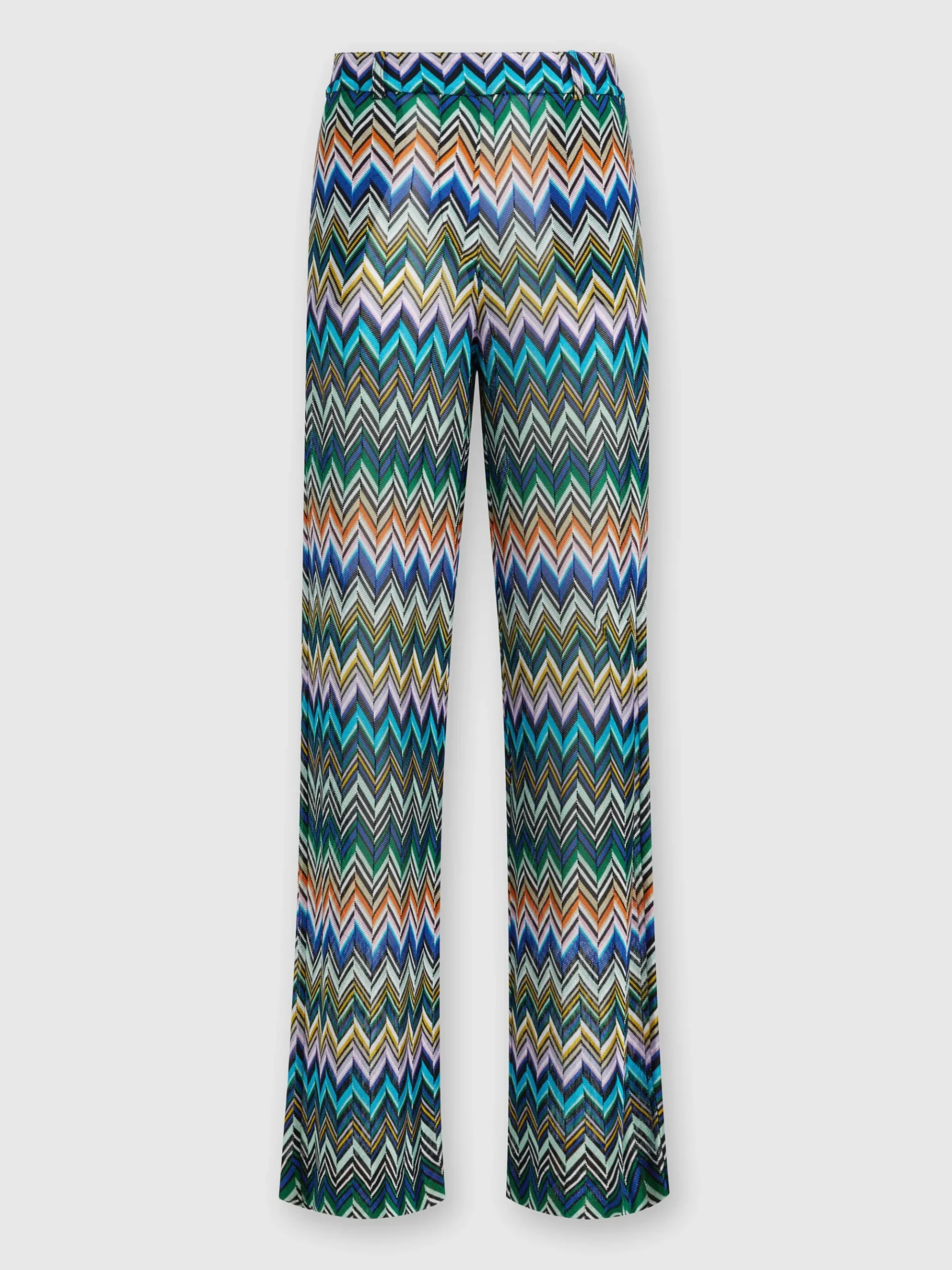 Viscose straight trousers with offset zigzag