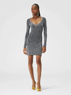V-neck and sequined mini-dress