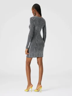 V-neck and sequined mini-dress