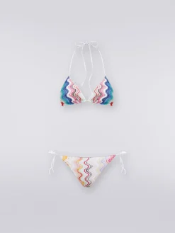 Wave motif bikini with lurex