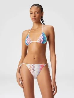 Wave motif bikini with lurex