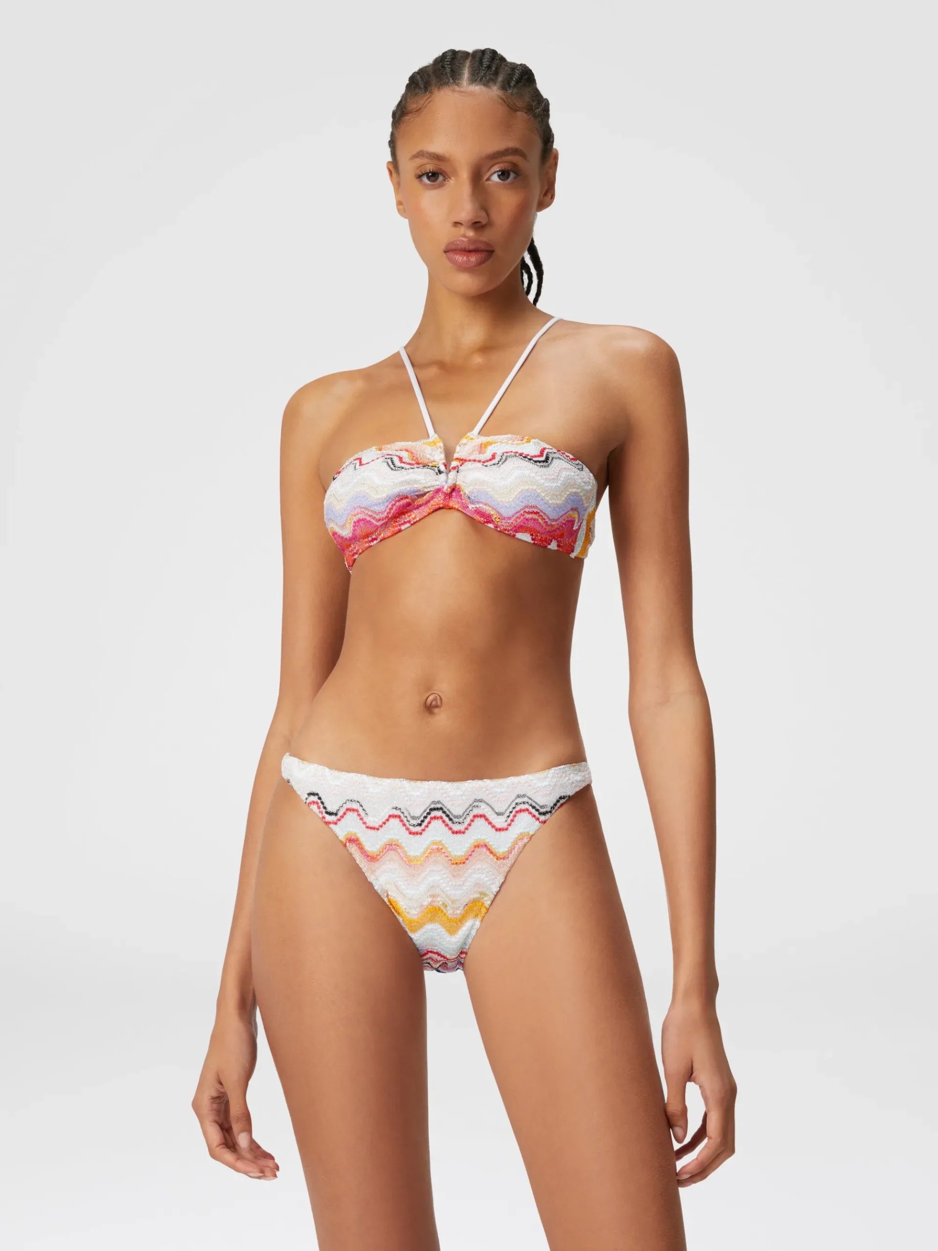 Wave motif bikini with lurex