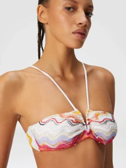 Wave motif bikini with lurex