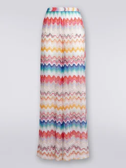 Wave motif cover up trousers with lurex