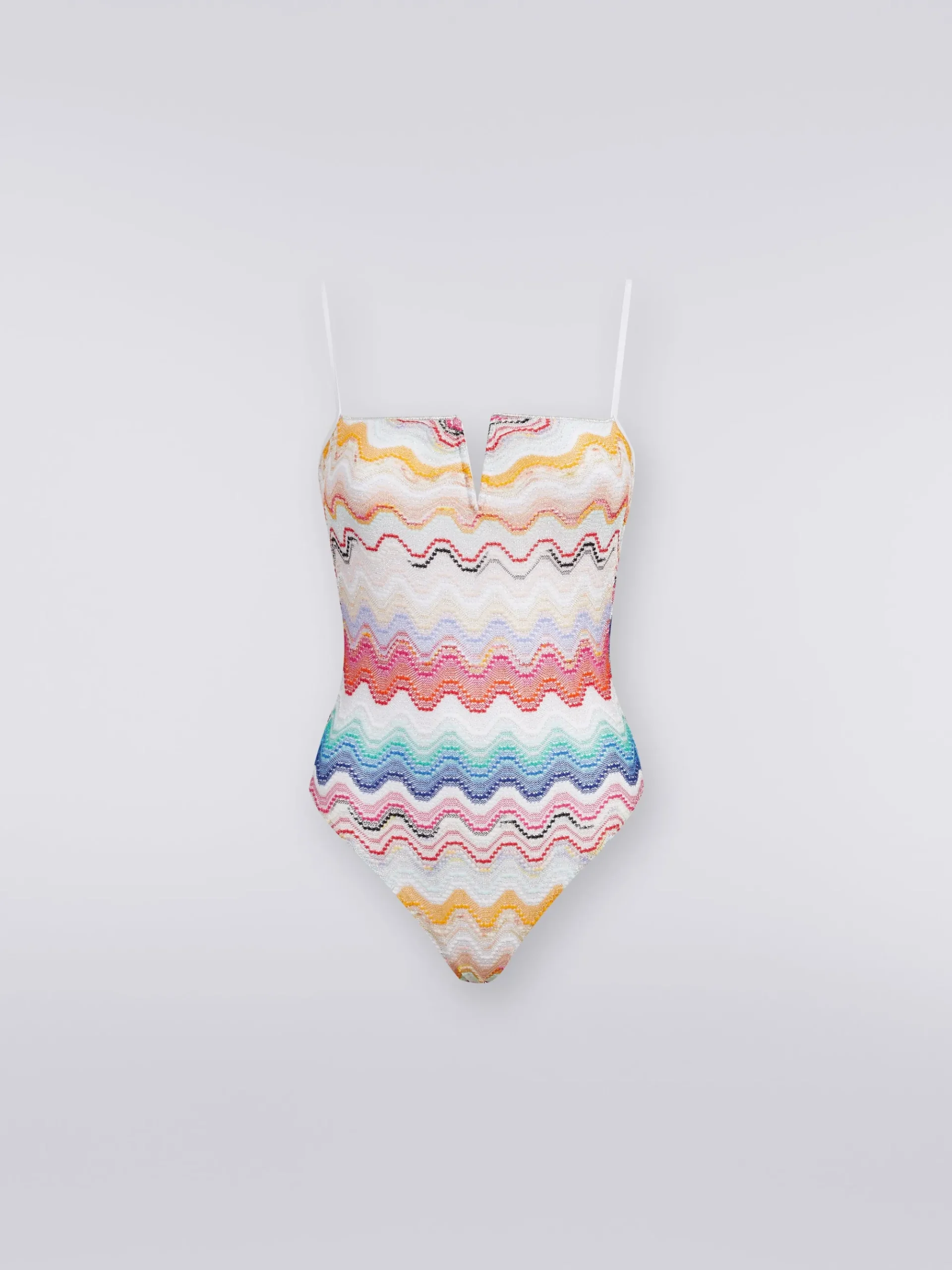 Wave motif one-piece swimming costume with underwire