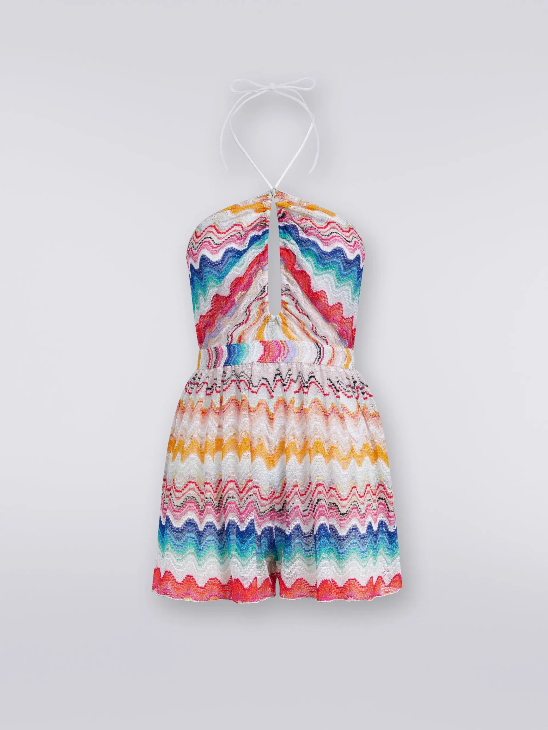 Wave motif romper with lurex