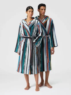 Wooden terry cotton bathrobe