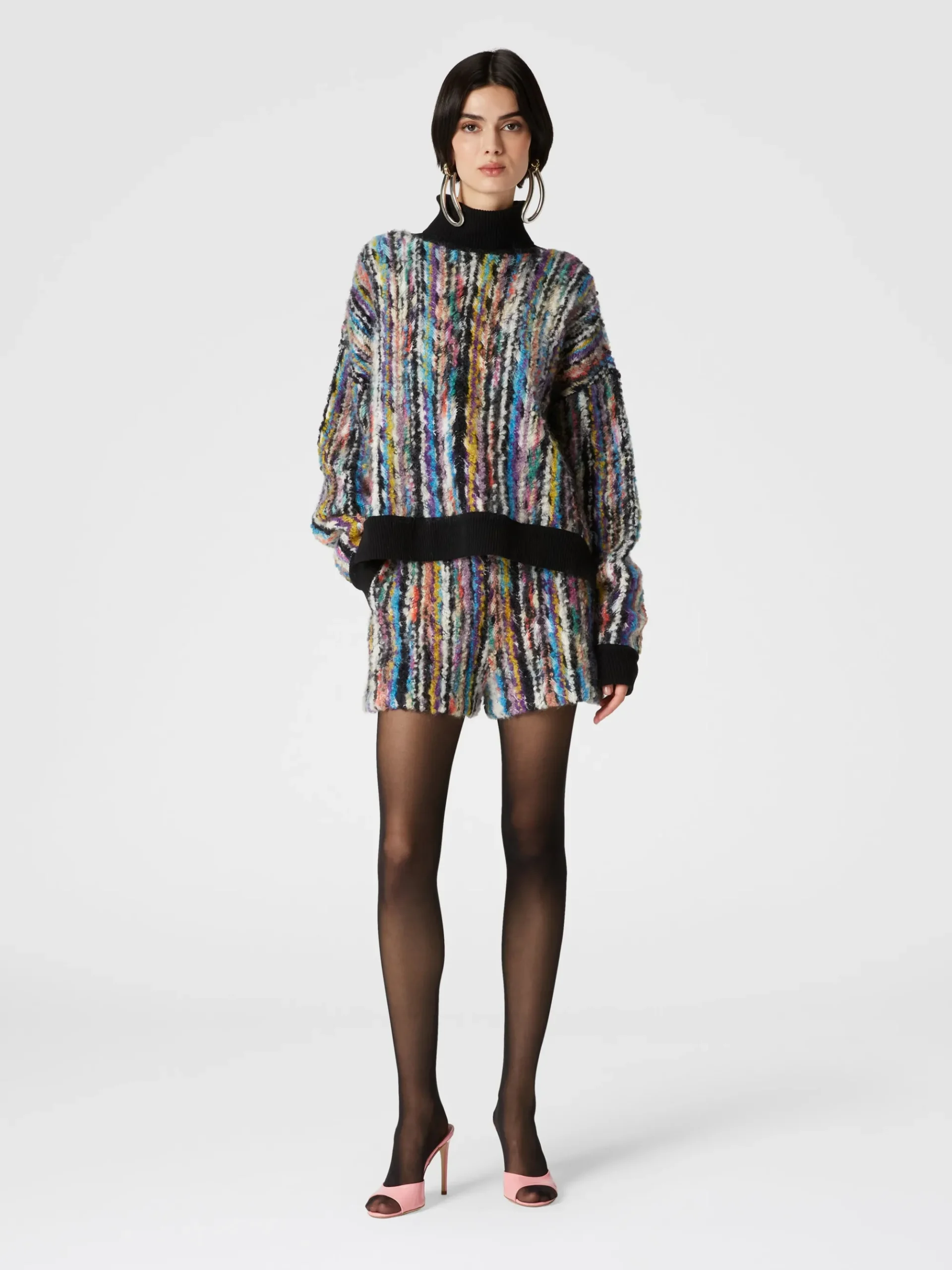 Wool and mohair bouclé shorts