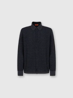 Wool and viscose knit shirt with waves
