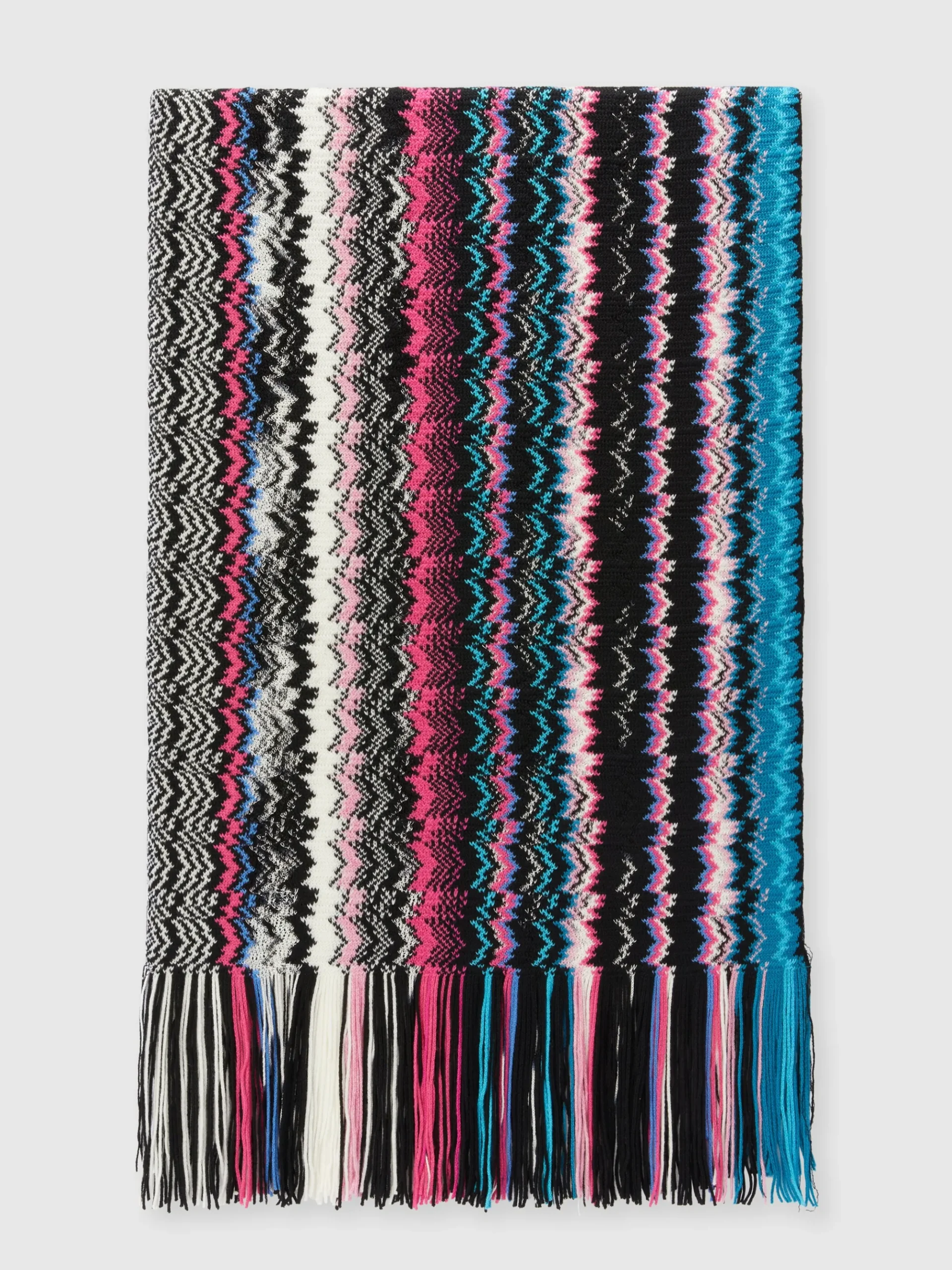 Wool and viscose scarf with fringes
