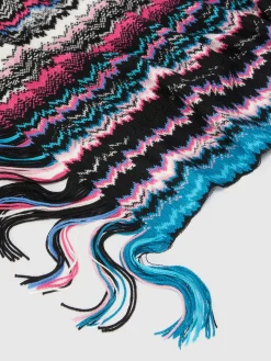 Wool and viscose scarf with fringes
