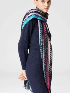 Wool and viscose scarf with fringes