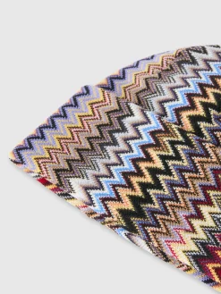 Wool beanie with vertical zigzags