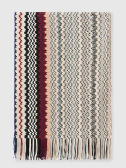 Wool blend shawl with fringes