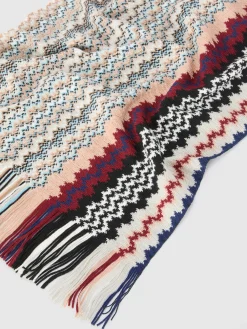 Wool blend shawl with fringes