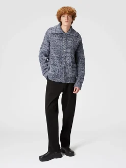 Wool knit jacket with patch pockets
