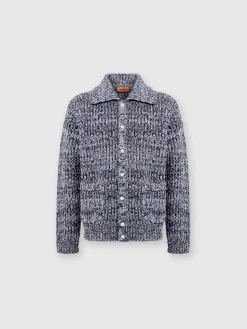 Wool knit jacket with patch pockets