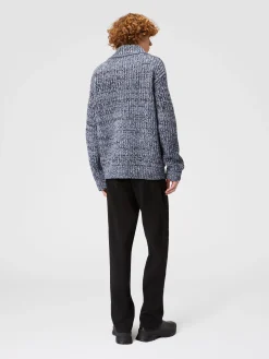 Wool knit jacket with patch pockets