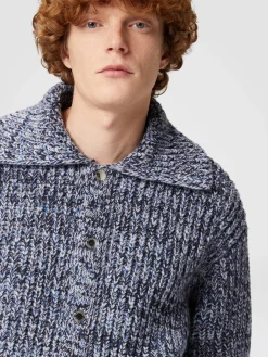 Wool knit jacket with patch pockets