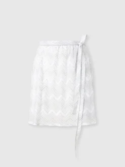 Wrap cover-up miniskirt in zig zag lamé viscose