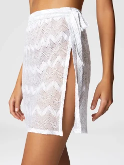 Wrap cover-up miniskirt in zig zag lamé viscose