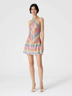 Wrap skirt in coated cotton-blend lace