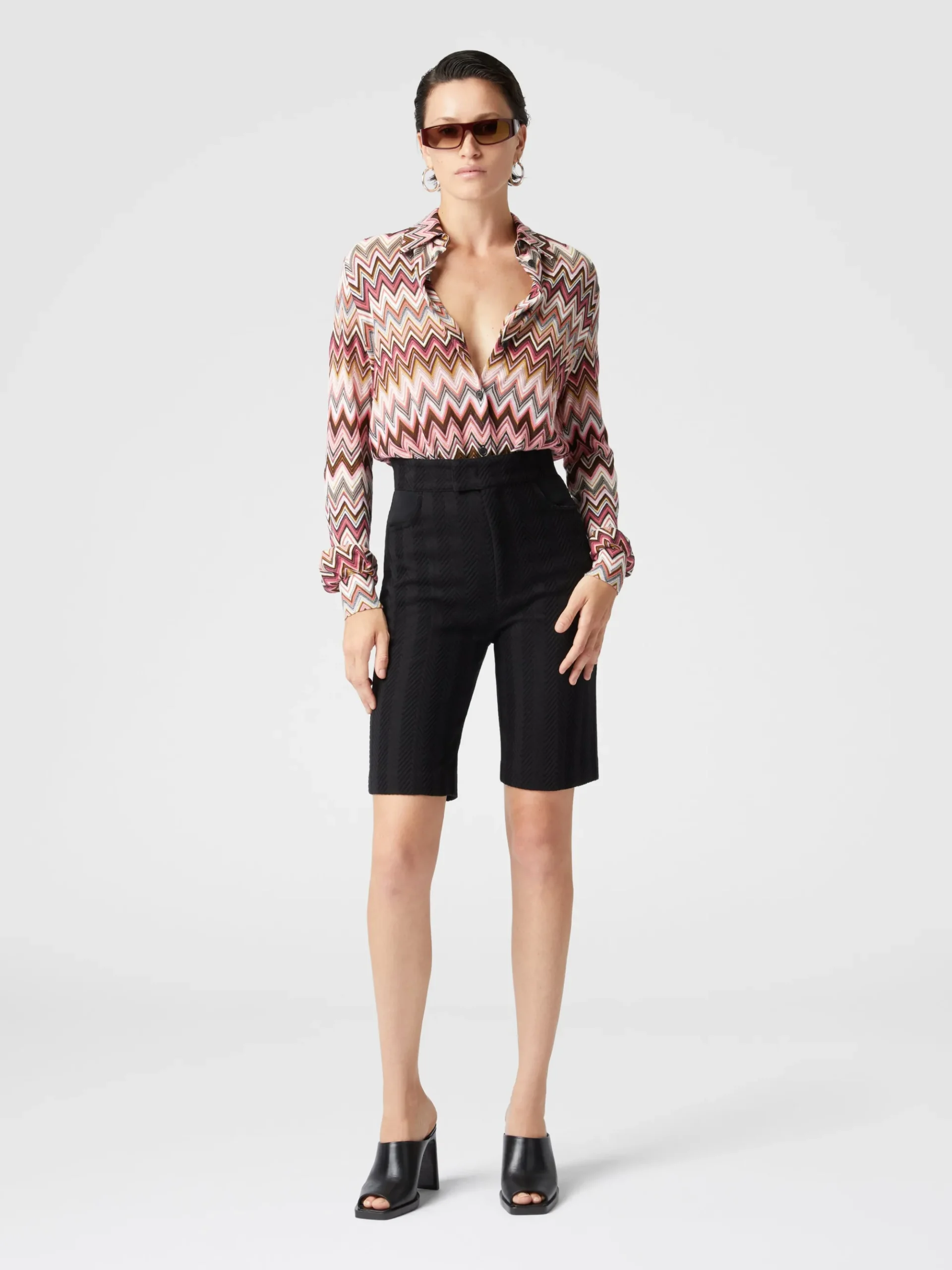 Zig zag cotton and viscose shirt