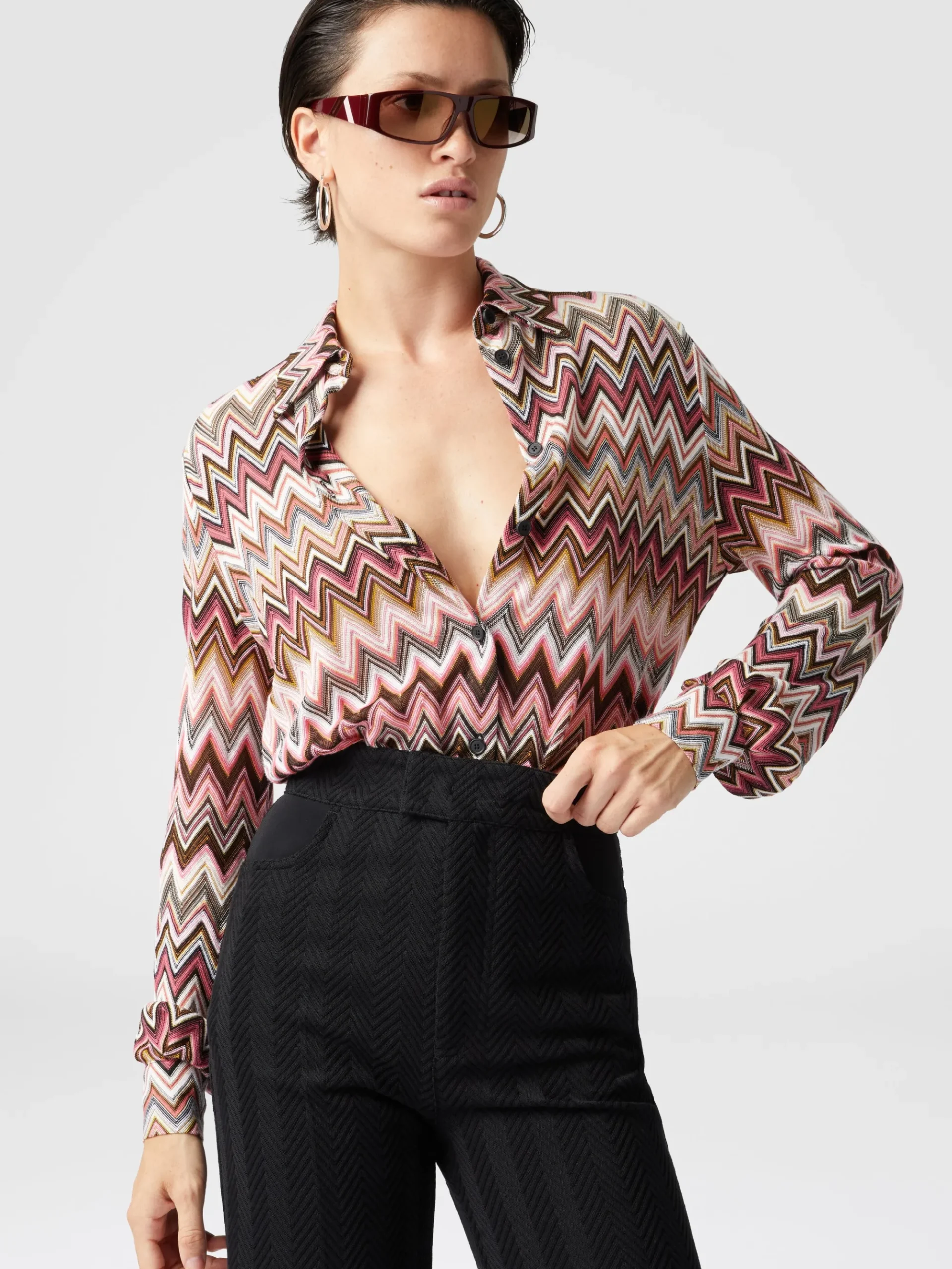 Zig zag cotton and viscose shirt