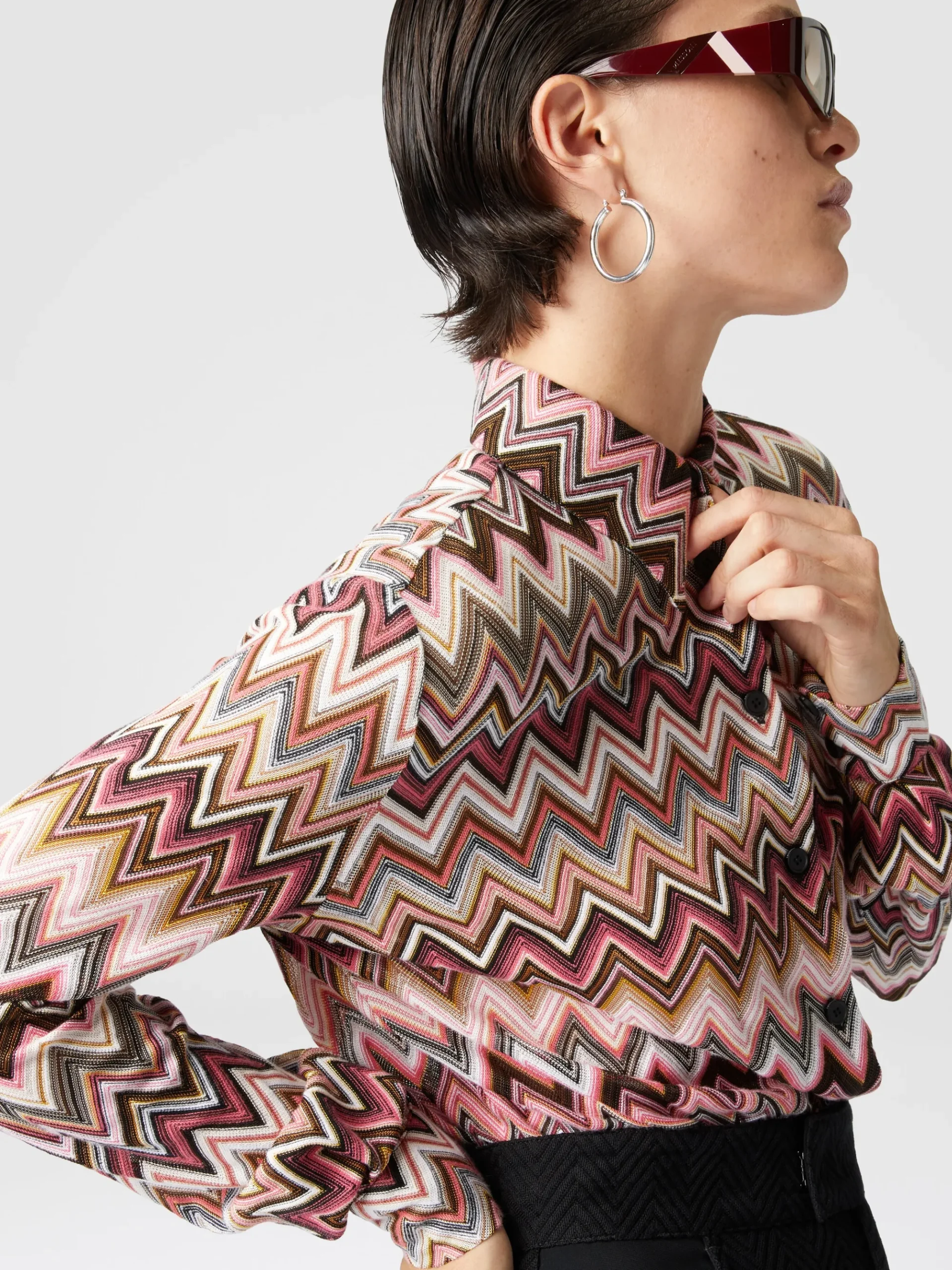 Zig zag cotton and viscose shirt