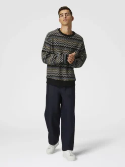 Zig zag cotton crewneck sweatshirt
