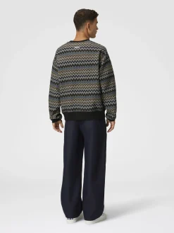 Zig zag cotton crewneck sweatshirt