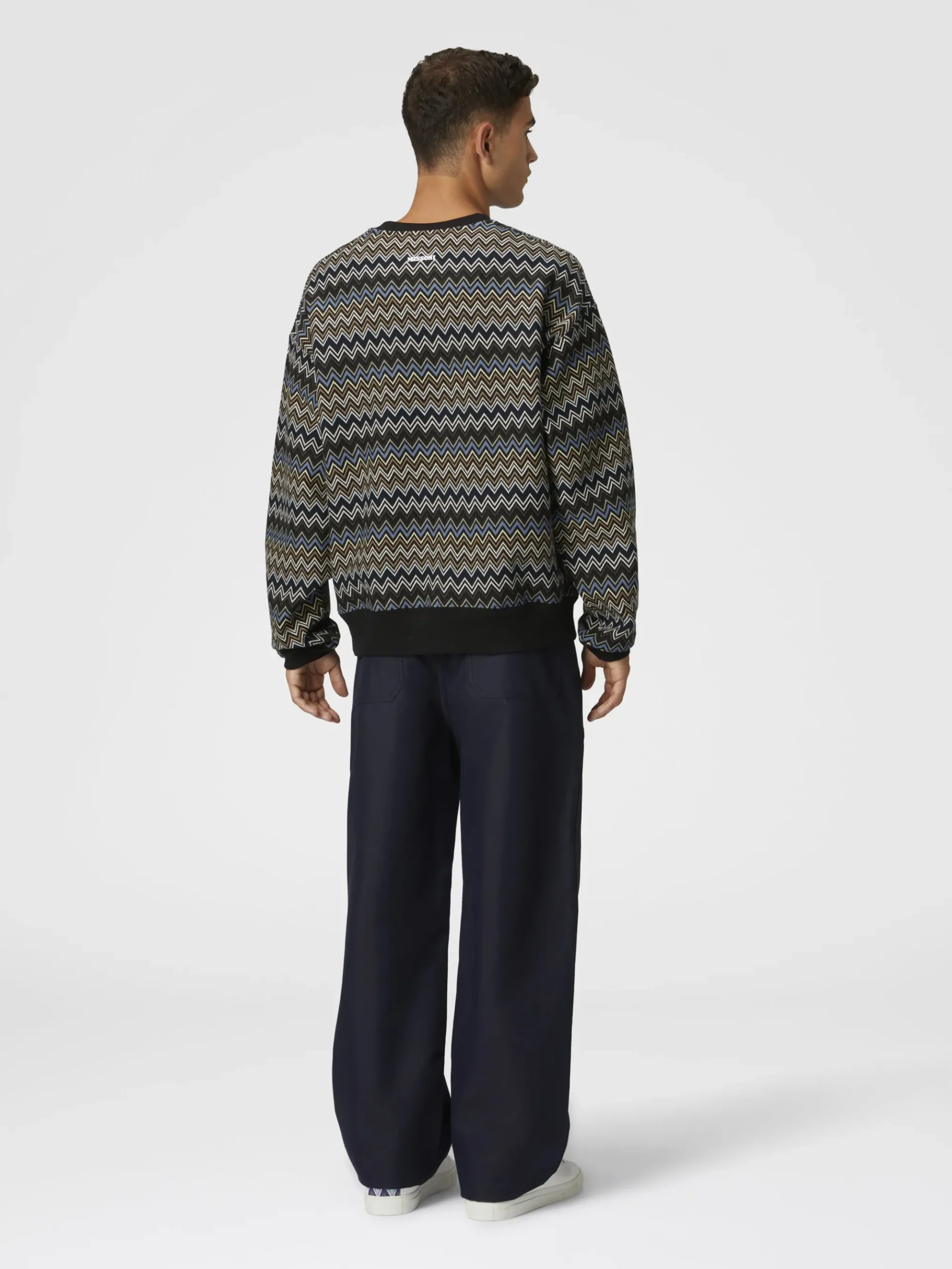 Zig zag cotton crewneck sweatshirt