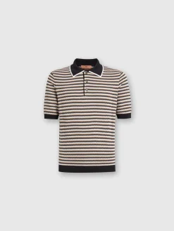 Zig zag cotton knit polo shirt