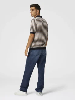 Zig zag cotton knit polo shirt