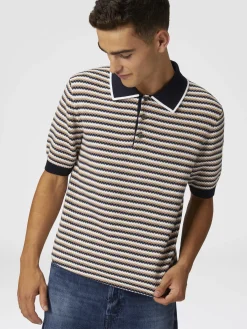 Zig zag cotton knit polo shirt
