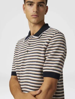Zig zag cotton knit polo shirt