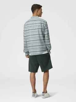 Zig zag cotton poplin shirt with breast pocket