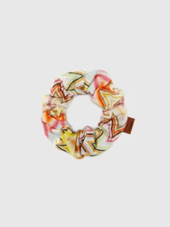 Zig zag cotton scrunchie with logo label