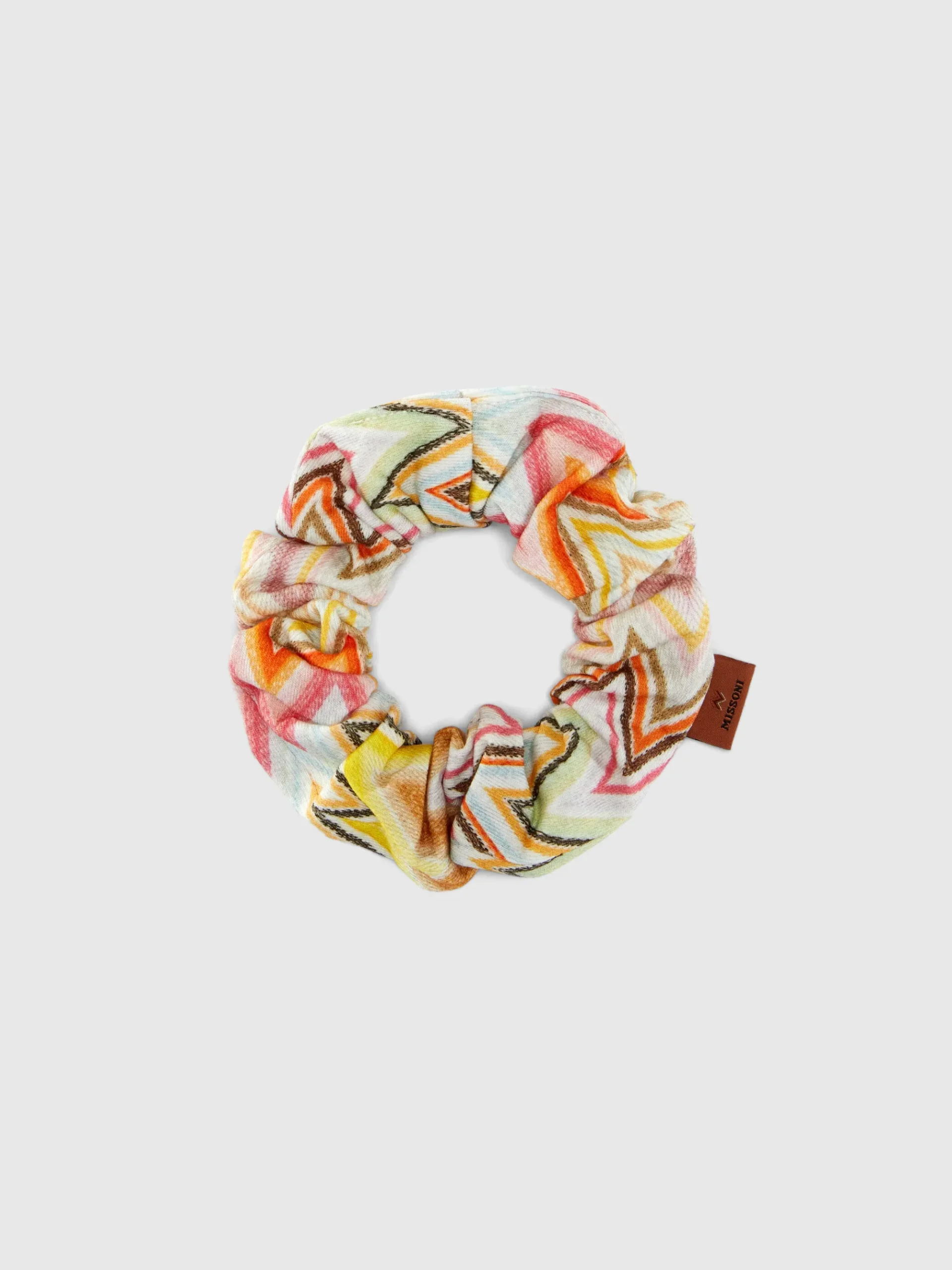 Zig zag cotton scrunchie with logo label